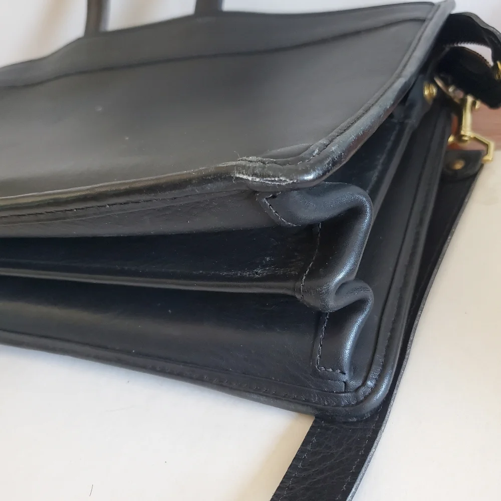 Vintage Coach Black Leather Briefcase Laptop Bag